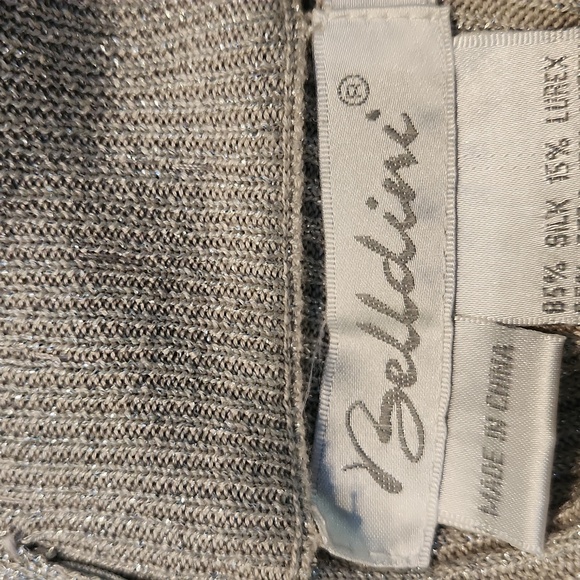 Vintage Silver Beaded Belldini Silk Sweater - Size Medium - Picture 9 of 13